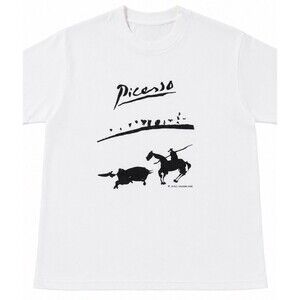 Vtg 90s Picasso Bullfight Graphic T Shirt Men Sz L Off White Abstract Art EVC